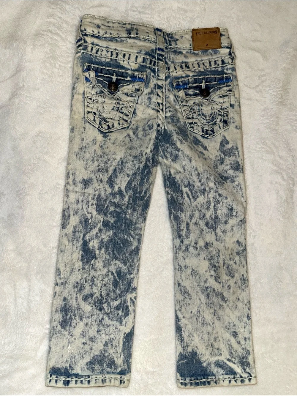 True Religion Kids Acid Bleach Wash Blue and White Jeans size 4 slim